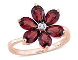 3.00 Carat (ctw) Garnet Flower Ring in 10K Rose Pink Gold